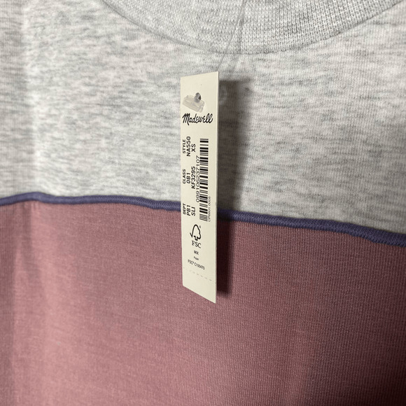 Madewell MWL Superbrushed Colorblock Easygoing Sweatshirt Crewneck Size XS Pink - Picture 4 of 8